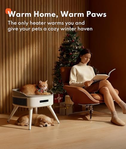 HomeRunPet Pet-Safe Space Heater with Heated Cat Bed - 2-in-1 Ceramic Heater for Room & Pets, 1300W Fast Heat, Energy Saving