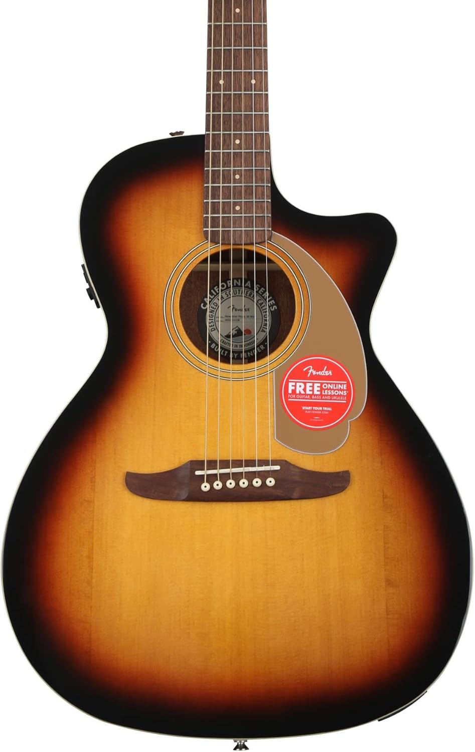 Fender Newporter Player Acoustic Guitar, with 2-Year Warranty, Sunburst, Walnut Fingerboard