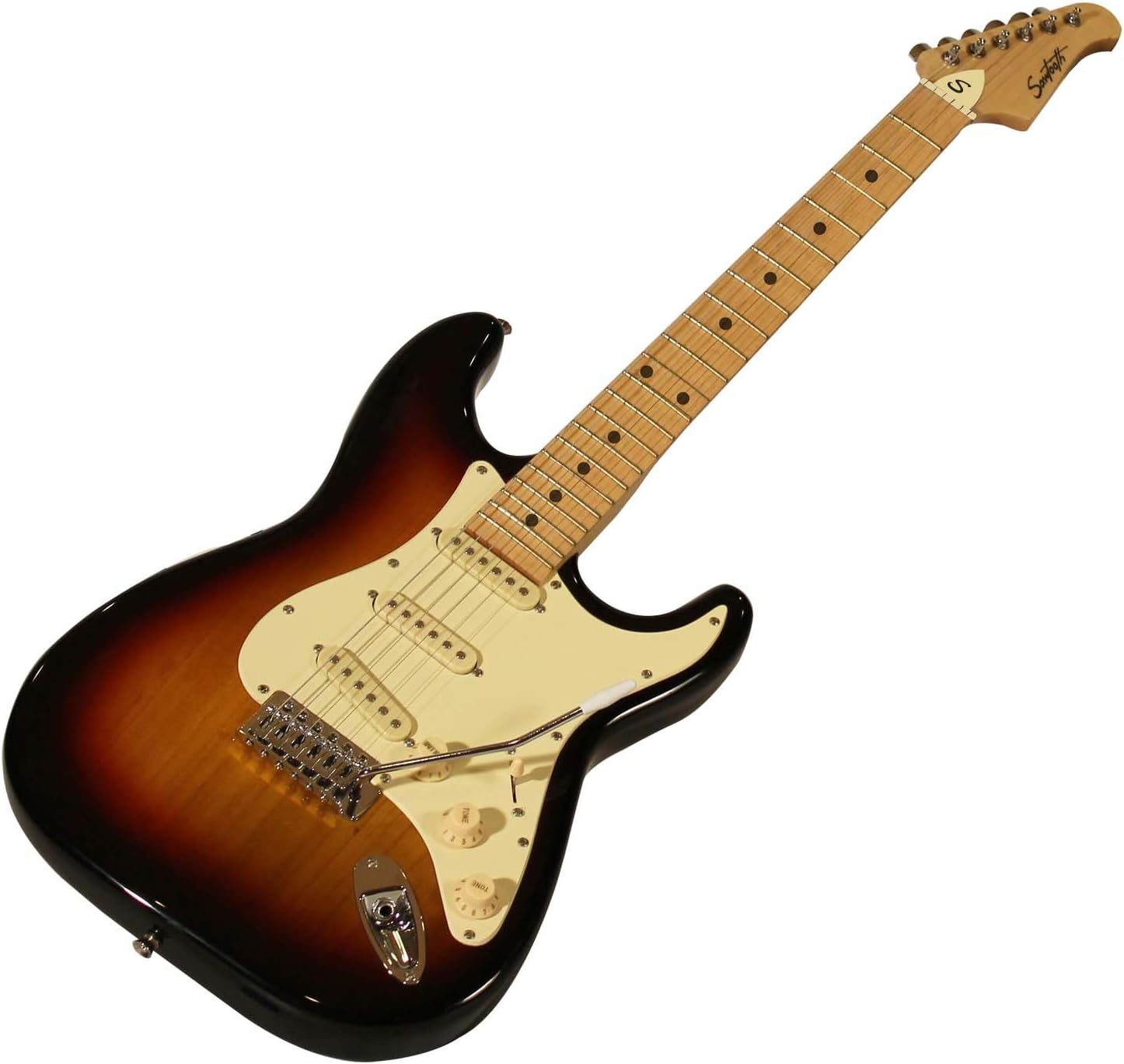Sawtooth Sunburst Electric Guitar w/Vintage White Pickguard - Includes: Accessories, Gig Bag & Lesson