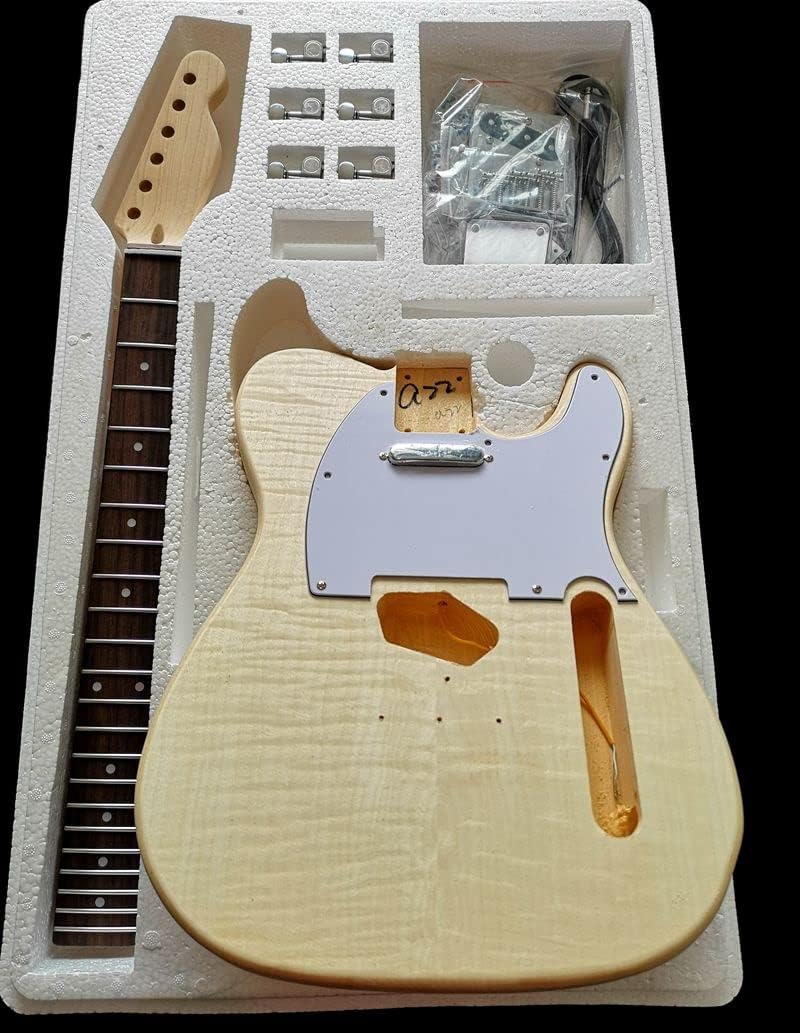 Maple Tiger Pattern Maple Electric Guitar Basswood Body Neck Rosewood Fingerboard DIY Combination Unfinished Guitar Body (Color : 16)