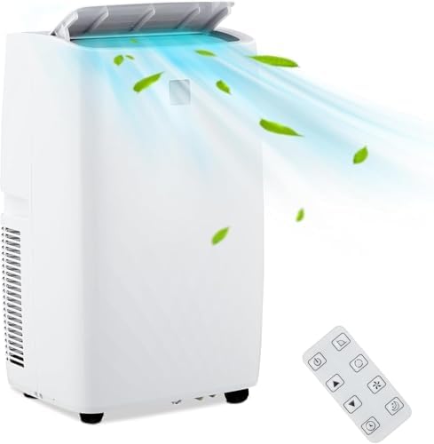 14000 BTU Portable Air Conditioners, 3-in-1 Cooling Dehumidifier & Fan Mode for Rooms Up to 750 Sq. Ft, Remote Control, Sleep Mode, Low Noise,24H Timer, 3 Speed, Auto Swing for Home,Totel