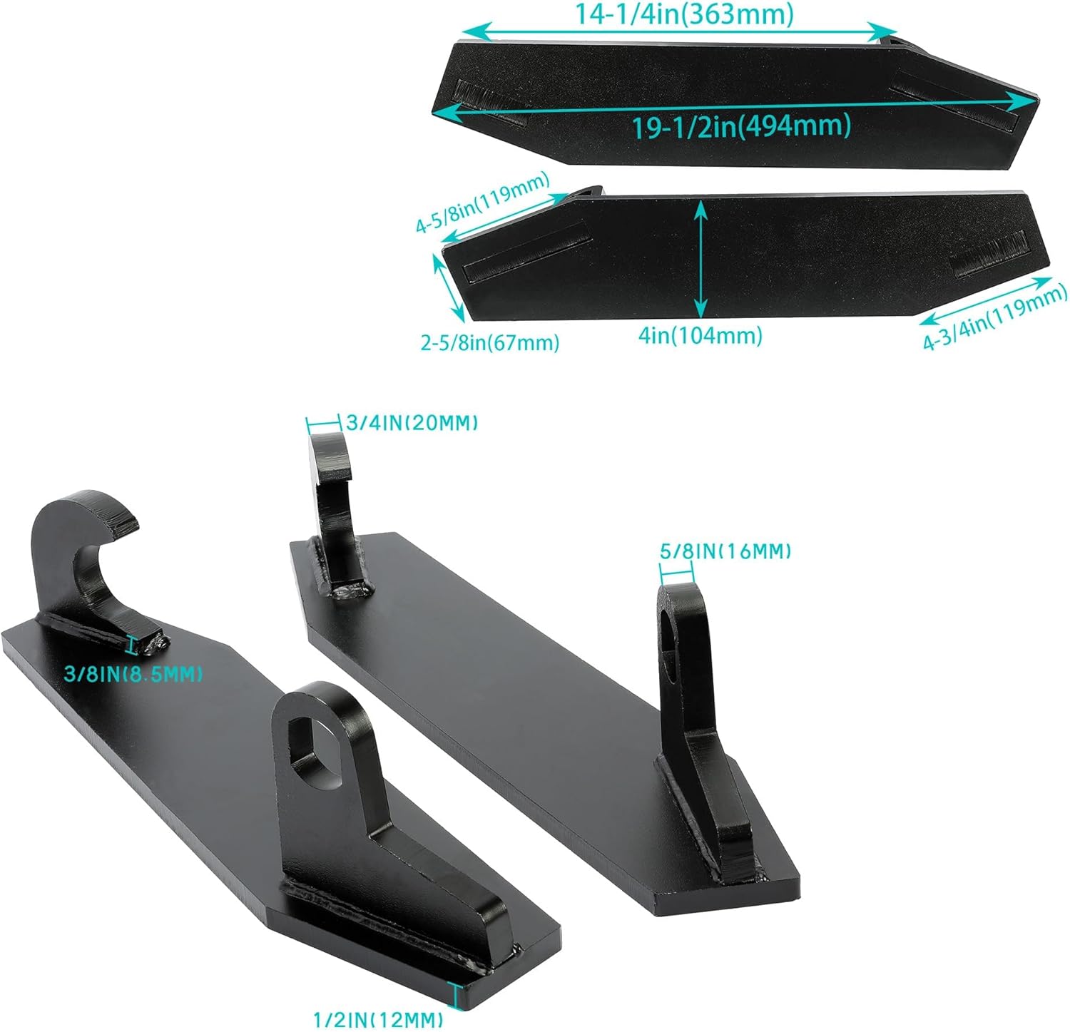 KUAFU Pair Tractor Mounting Brackets Compatible with John Deere Massy Ferguson Ford Case loaders All Tractors Black Tractor Attachment Accessories Weld on Steel