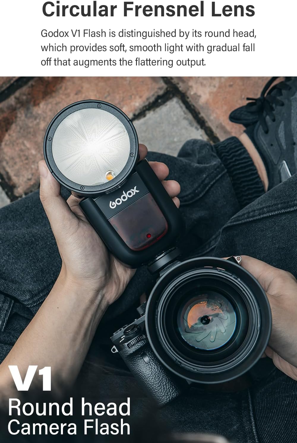 Godox V1 V1N Camera Flash with AK-R1 Accessories Kit for Nikon, V1-N 76Ws 2.4G TTL HSS Flash Speedlite Speedlight Kit with Diffusion Dome, 4 Filters, Snoot, Honeycomb Grid, 4-Way Barn Door