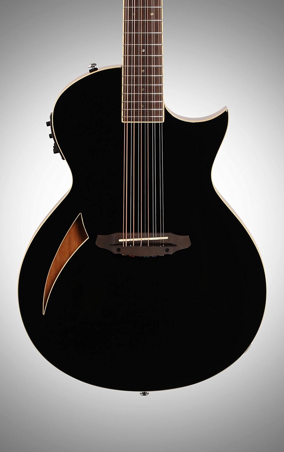 ESP LTD TL-12 Thinline 12-String Acoustic Electric Guitar, Black