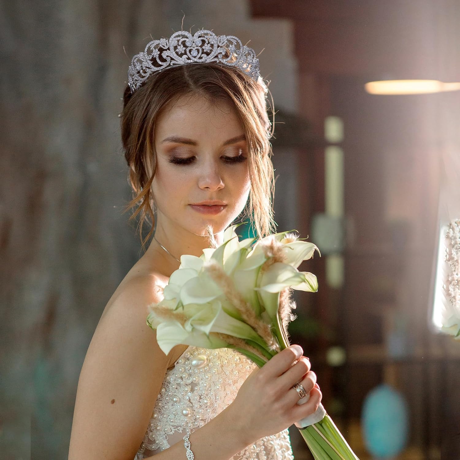 Aoligrace CZ Princess Diana Wedding Crowns for Bridal Spencer Replica Tiaras for Women Cubic Zirconia Prom Headpiece Sweet 16 Hair Accessories