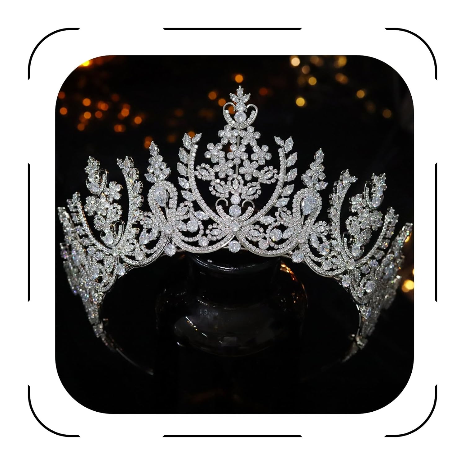 Jorsnovs Luxury Cubic Zirconia Saudi Arabia Big Tiaras CZ Zircon Tall Crowns Royal Hair Jewelry Accessories Wedding Birthday Party Headband Gift for Women
