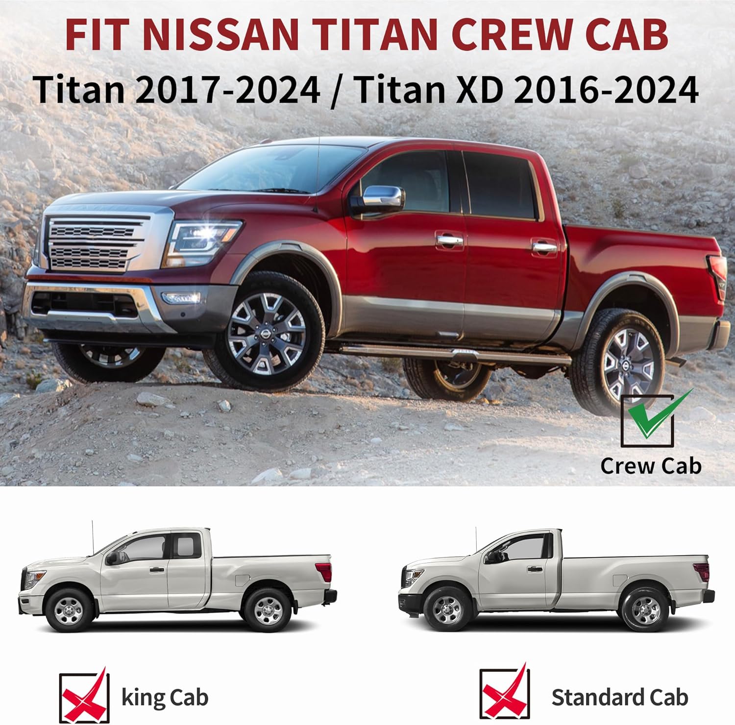 YITAMOTOR Floor Mats for 2017-2024 Nissan Titan/2016-2024 Nissan Titan XD Crew Cab with 1st Row Bucket Seat, Custom Fit All-Weather TPE Floor Liners, 1st & 2nd Row Floor Mat Accessory, Black