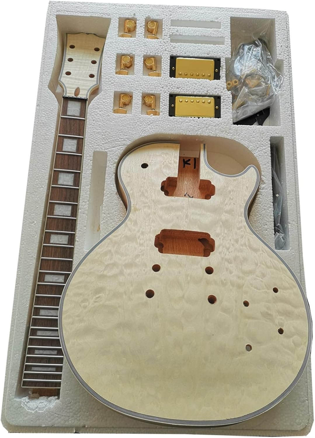 DIY Electric Guitar Kit DIY Electric Guitar Kit Flame Maple Veneer Mahogany Okoume Body Neck Fingerboard Build A Complete Guitar