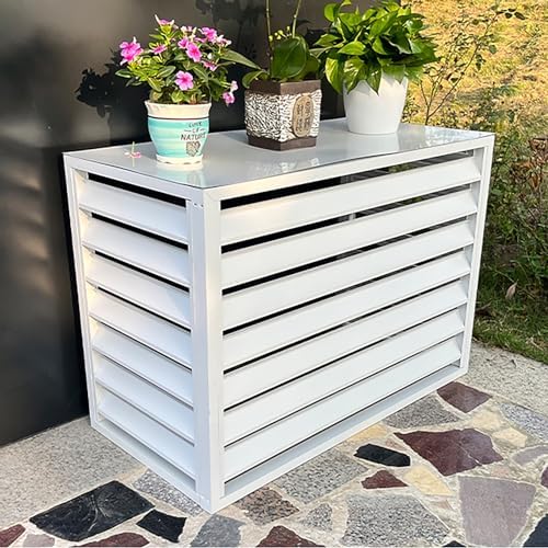 Outdoor Privacy Screen Air Conditioner Cover for Outside Units, Aluminum All Weather Protective Cover, Outdoor AC Unit Cover Trash Can Enclosure Free Standing Flower Stand Garden F