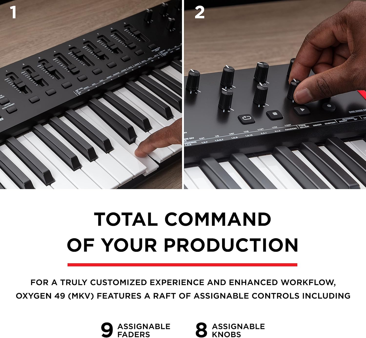 MIDI Controller Bundle - 49 Key USB MIDI Keyboard with Beat Pads, Studio Headphones and Production Software - M-Audio Oxygen 49 MKV and HDH40