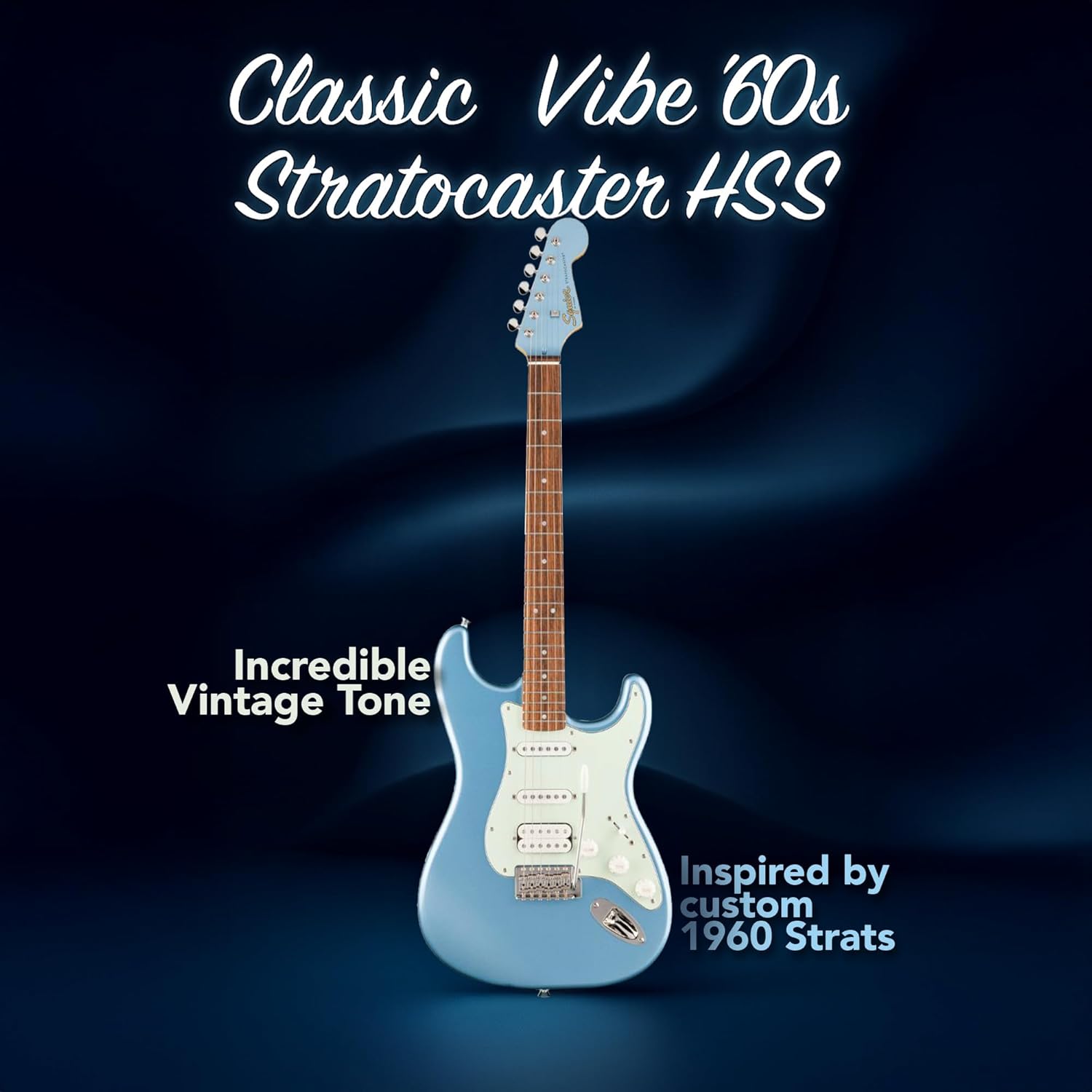 Fender Limited Edition Classic Vibe '60s Stratocaster HSS 6-String Right-Handed Electric Guitar with Poplar Body, Maple Neck, and Indian Laurel Fingerboard (Ice Blue Metallic)