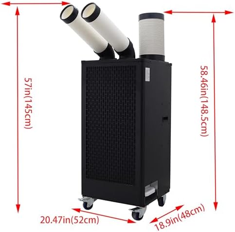 220V Industrial Portable Conditioner Air Flow 780m³/h with Wheels 8L Tank Double Outlet Commercial Spot Cooler Adjustable Outlet Ideal for Insititute Workshops Outdoor Events 2100W