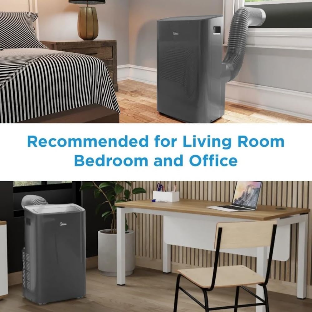 Midea 10,000 BTU DOE Smart Portable Air Conditioner with Heat, For Spaces up to 450 sq. ft., Alexa & Google Assistant Compatible, 24-hour Timer MAP10HS1XWGR-T