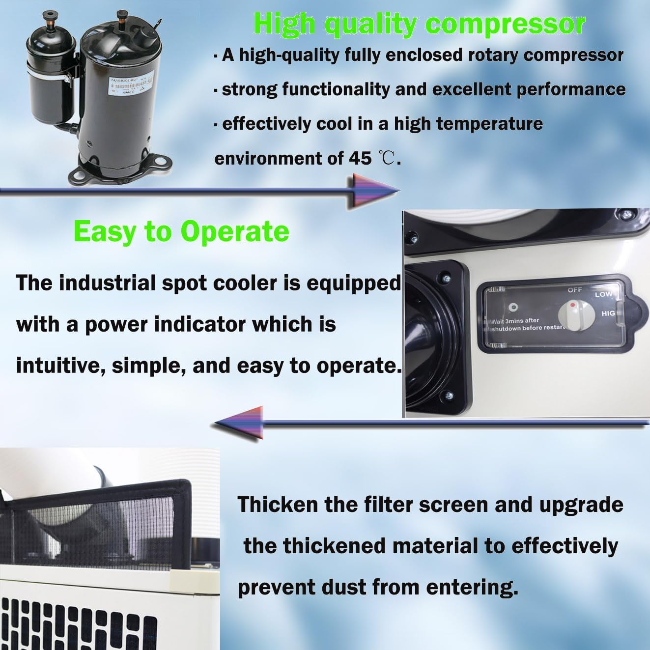 220V Industrial Air Conditioner 780m³/h Spot Cooler Commercial Portable Mobile Air Conditioner, 15400BTU/H 2100W
