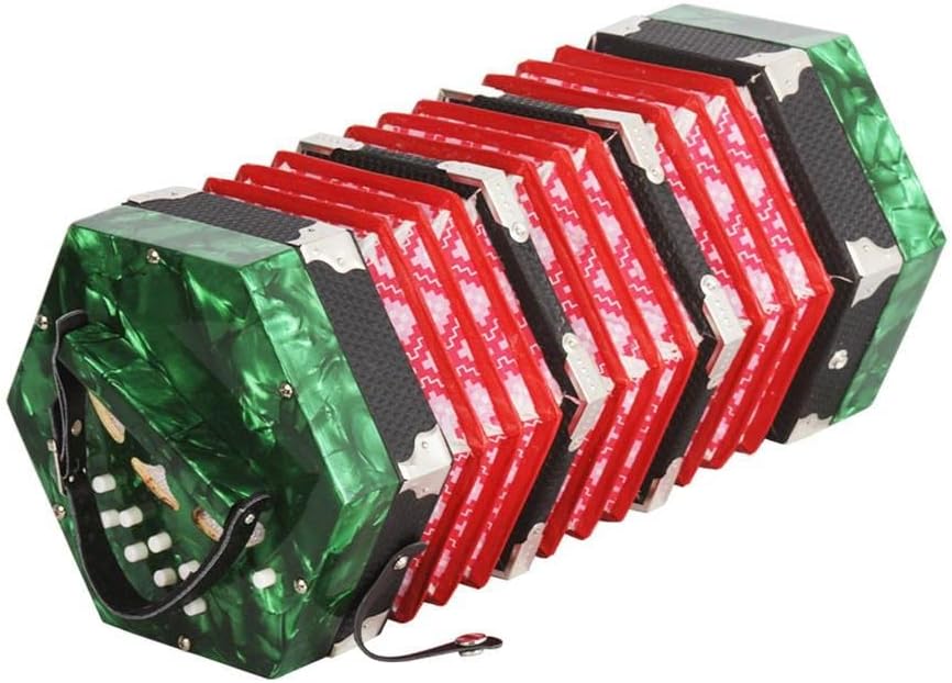 Hexagon Accordion with Carrying Bag, 20-Button Concertina for Adults Kids, Professional Playing Keyboard Music Instruments