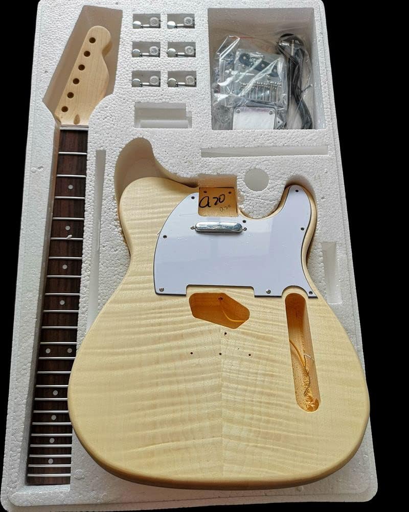 Maple Tiger Pattern Maple Electric Guitar Basswood Body Neck Rosewood Fingerboard DIY Combination DIY Guitar Kit (Color : 14)