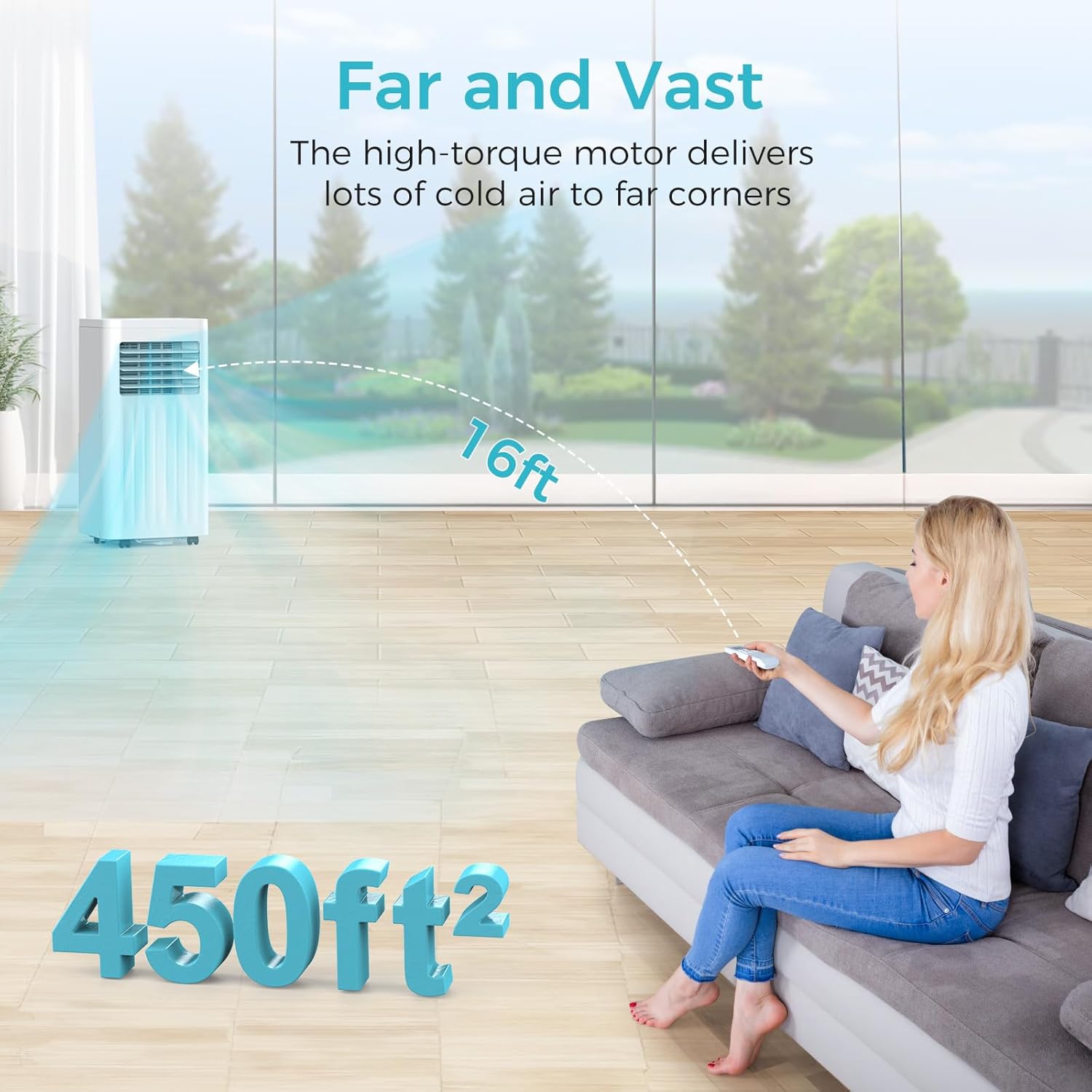 COWSAR 10,000 BTU Portable Air Conditioners, Portable AC Unit Cools Up to 450 Sq.ft with Remote, 4 Modes Room Air Conditioners with LED Display/Swivel Wheels/Installation Kits/Sleep Modes, White