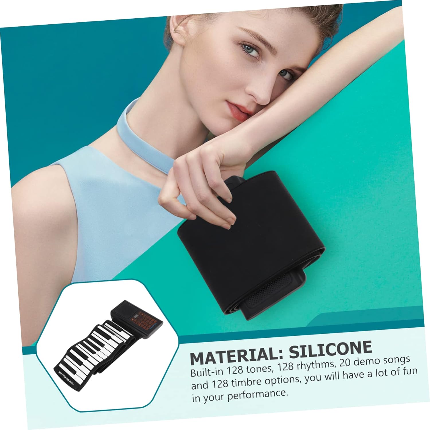 Keys up Electronic Piano Hand Rolled Electronic Piano Portable Midi Keyboard Programmable Functions Ages