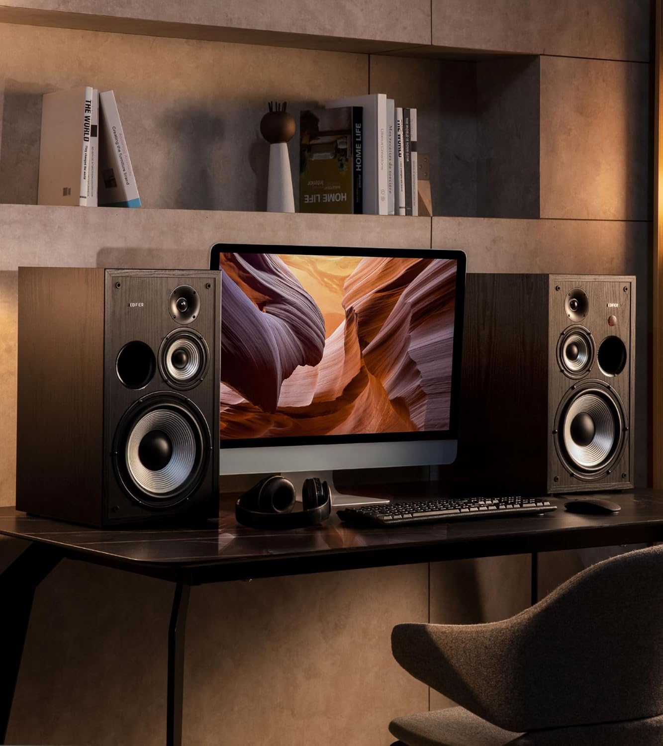 Edifier R2850DB Powered Bluetooth Bookshelf Speakers, Active Near-Field Studio Monitors, 150W RMS 3-Way Sound Monitor Speaker with Subwoofer Line Out, Black (Pair)