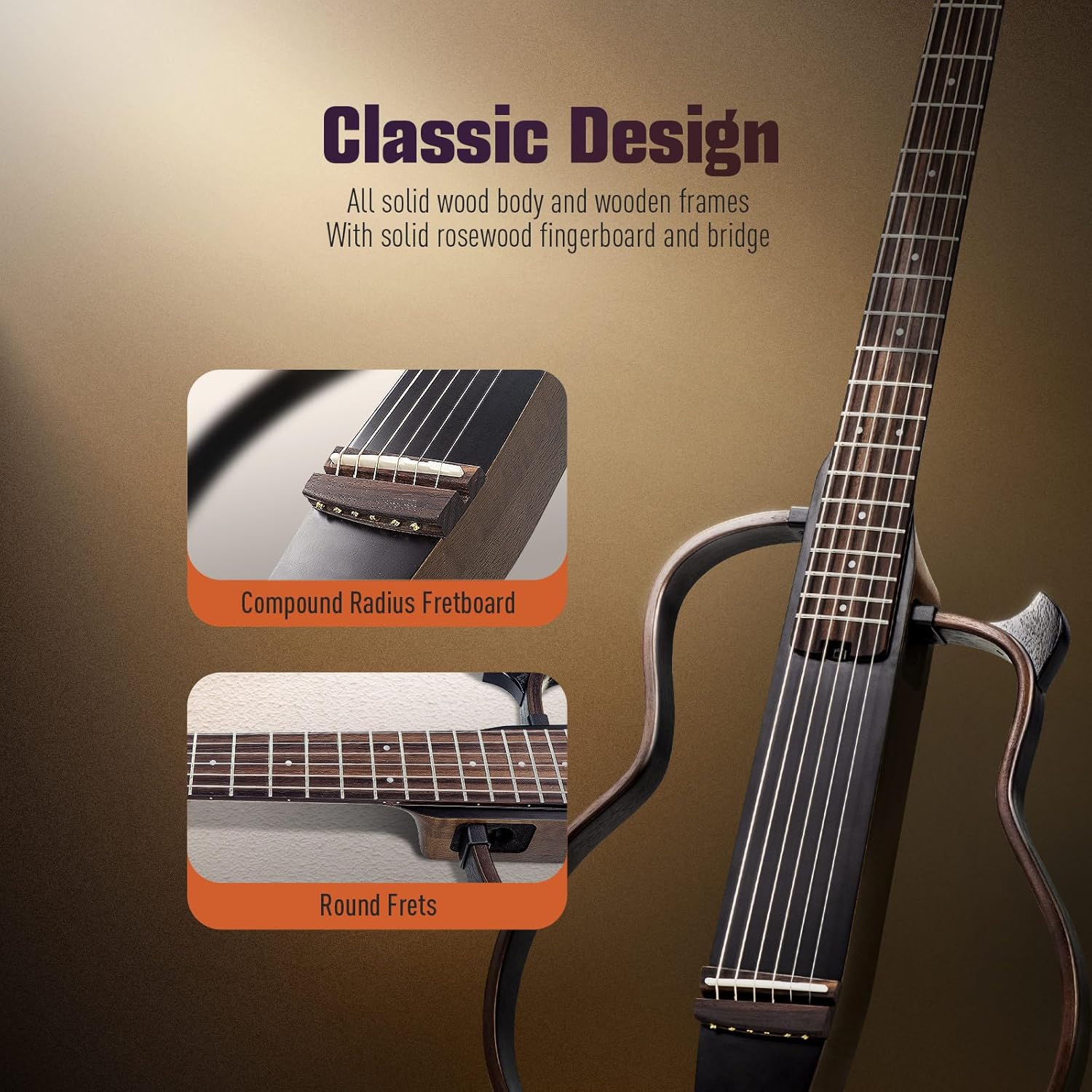 Sonicake Travel Guitar, Portable Acoustic-Electric Guitar Kit, Solid Mahogany Body Easy Assemble Frames, Multi Body-Shape Sim Rechargeable Preamp, Gig Bag, All Accessories QGT-01