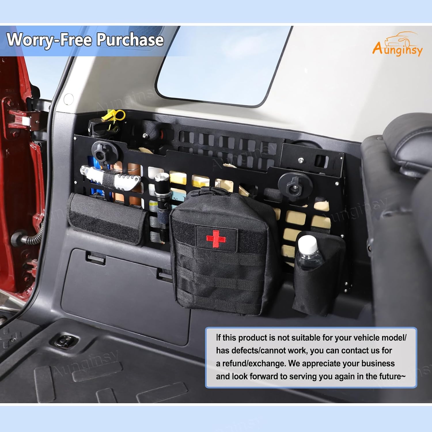 Aunginsy Trunk Organizer Compatible with Toyota FJ Cruiser 2007-2021 Accessories, Aluminum Car Rear Left Side Storage Holder Multifunctional Trunk Storage Box Basket Rear Cargo Racks Add Trunk Space