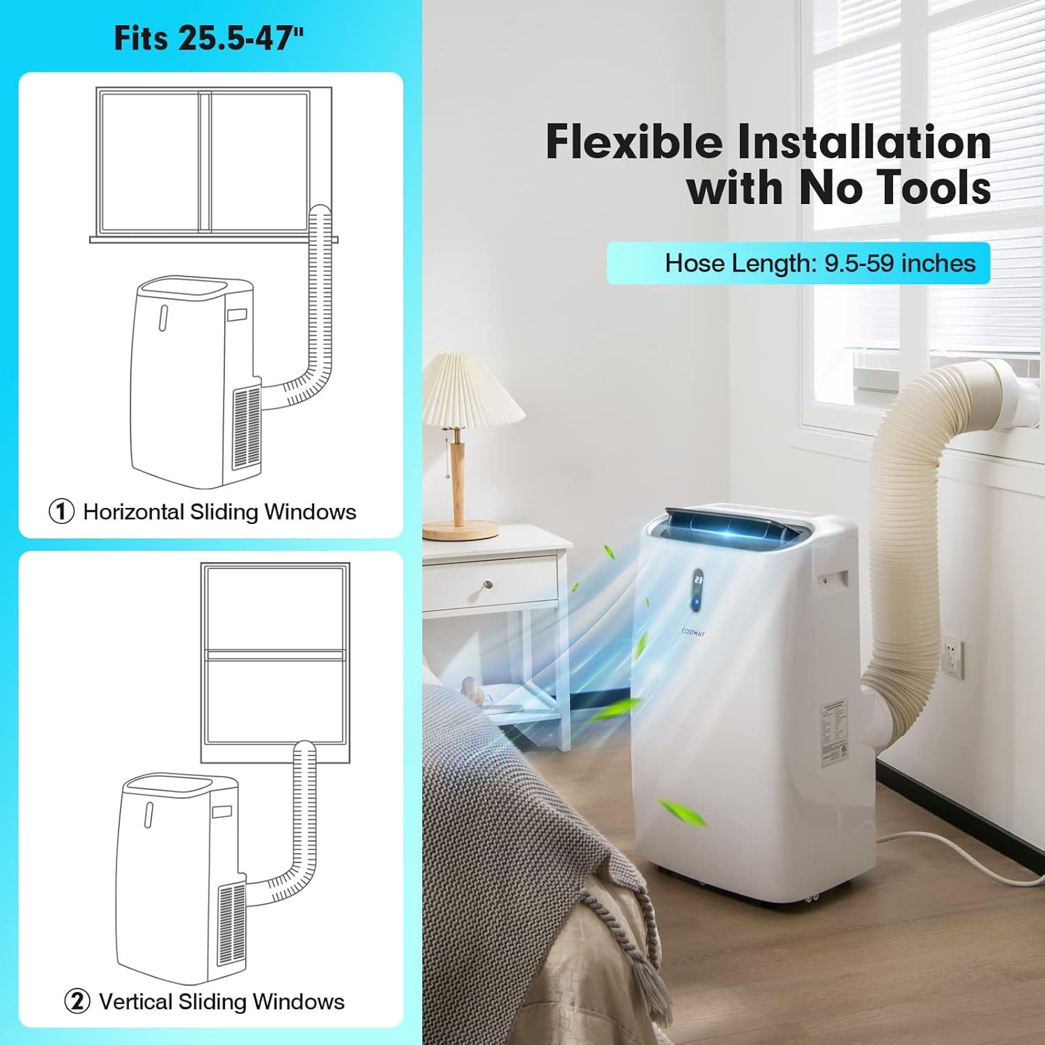 KOTEK WiFi Enabled Portable Air Conditioners with Heat, up to 700 Sq.Ft, Work with Alexa, 14000 BTU 4-in-1 AC Unit for Bedroom w/Window Kit, Room Air Conditioner Portable for Home Office (14000 BTU)