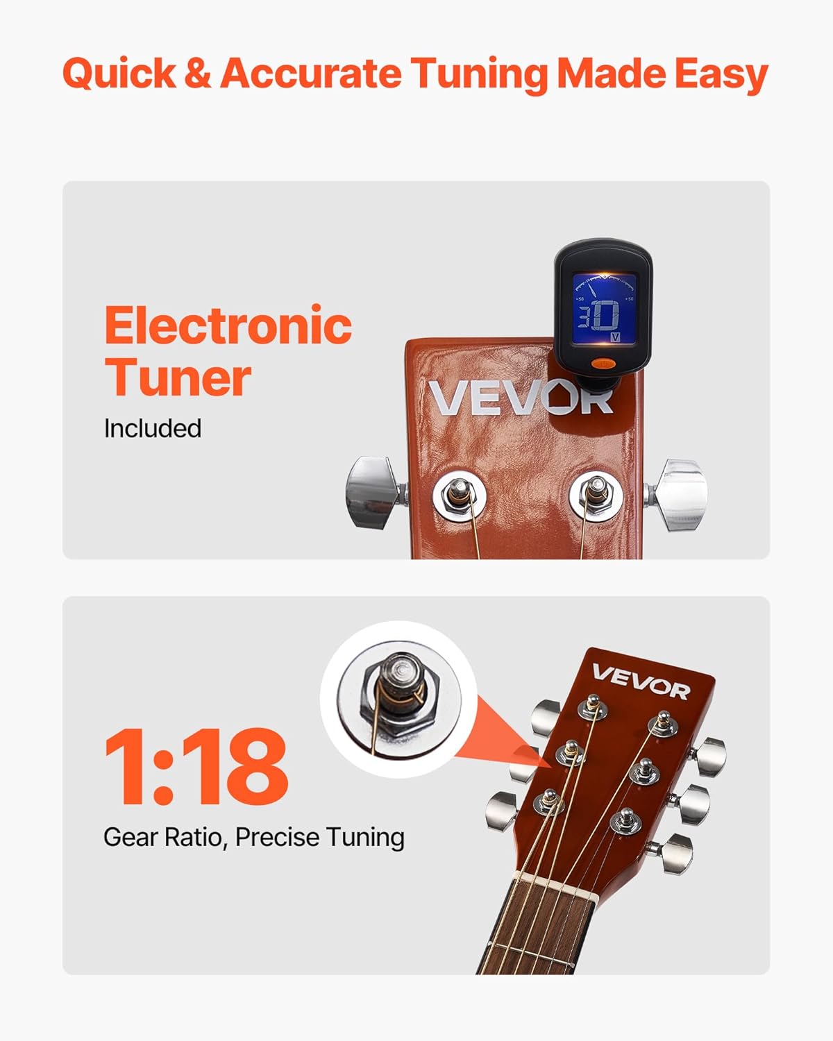 VEVOR Cutway Acoustic Guitar, 41 in, 6-String, Natural Solid Spruce Top Guitar, Beginner Bundle with Gig Bag, Tuner, Strap, Steel Strings, Picks, Capo, Rosewood Fingerboard, for Fingerstyle Solo Jazz