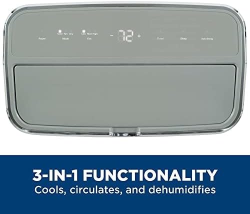 GE 10,500 BTU Portable Air Conditioner for Medium Rooms up to 450 sq ft., 3-in-1 with Dehumidify, Fan and Auto Evaporation, Dual Hose Compatible, Included Window Installation Kit, Grey