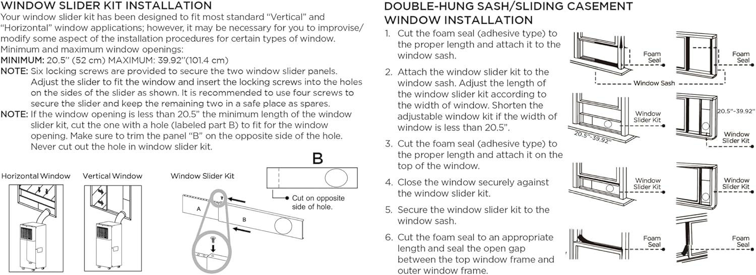 BLACK+DECKER Portable Air Conditioner, 8,500 BTU (5,100 BTU SACC) for Rooms Up To 350 Sq. Ft., Portable AC with Full Function Remote Control & Window Kit, BPACT05SM, White