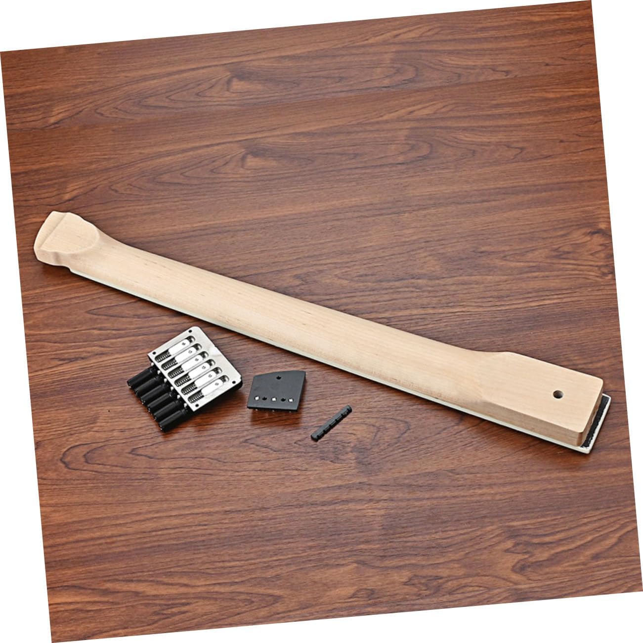 Electric Guitar Neck Bridge Set Maple Wood Unfinished Fret Fingerboard for Diy Projects