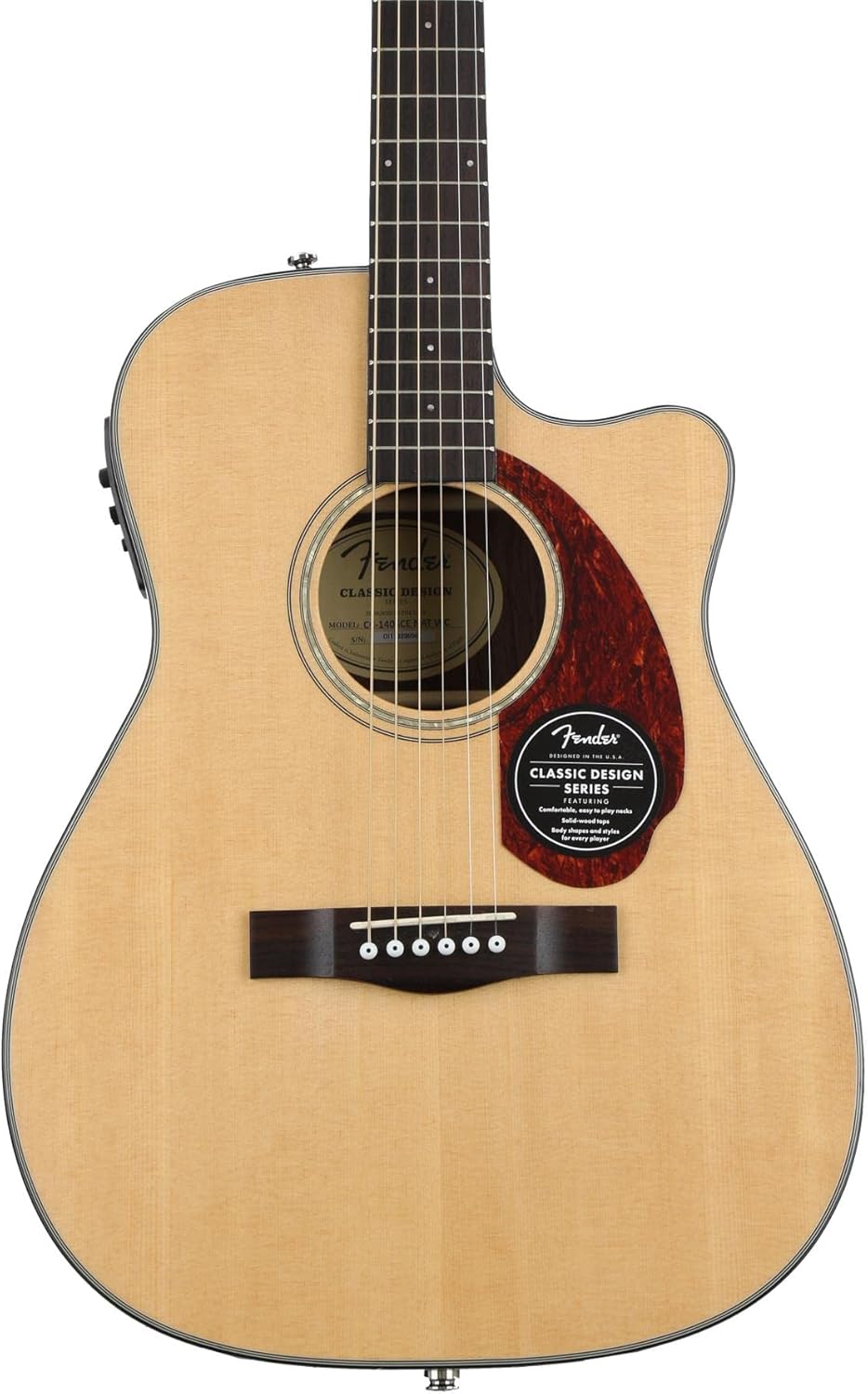 Fender CC-140SCE Concert Cutaway Acoustic Guitar, Natural, with Case