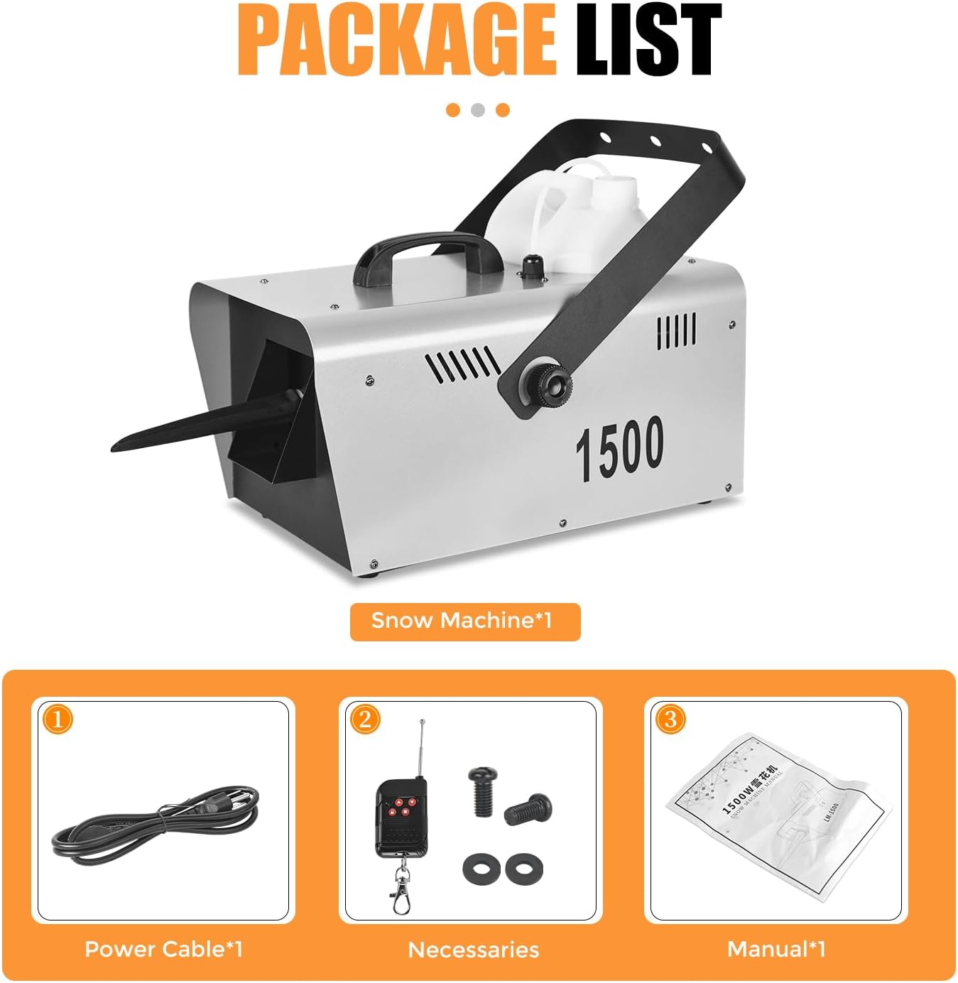 1500W Snow Machine, Snow Making Machine Snowflake Maker With Remote for Christmas Wedding Kids Party Stage Effect