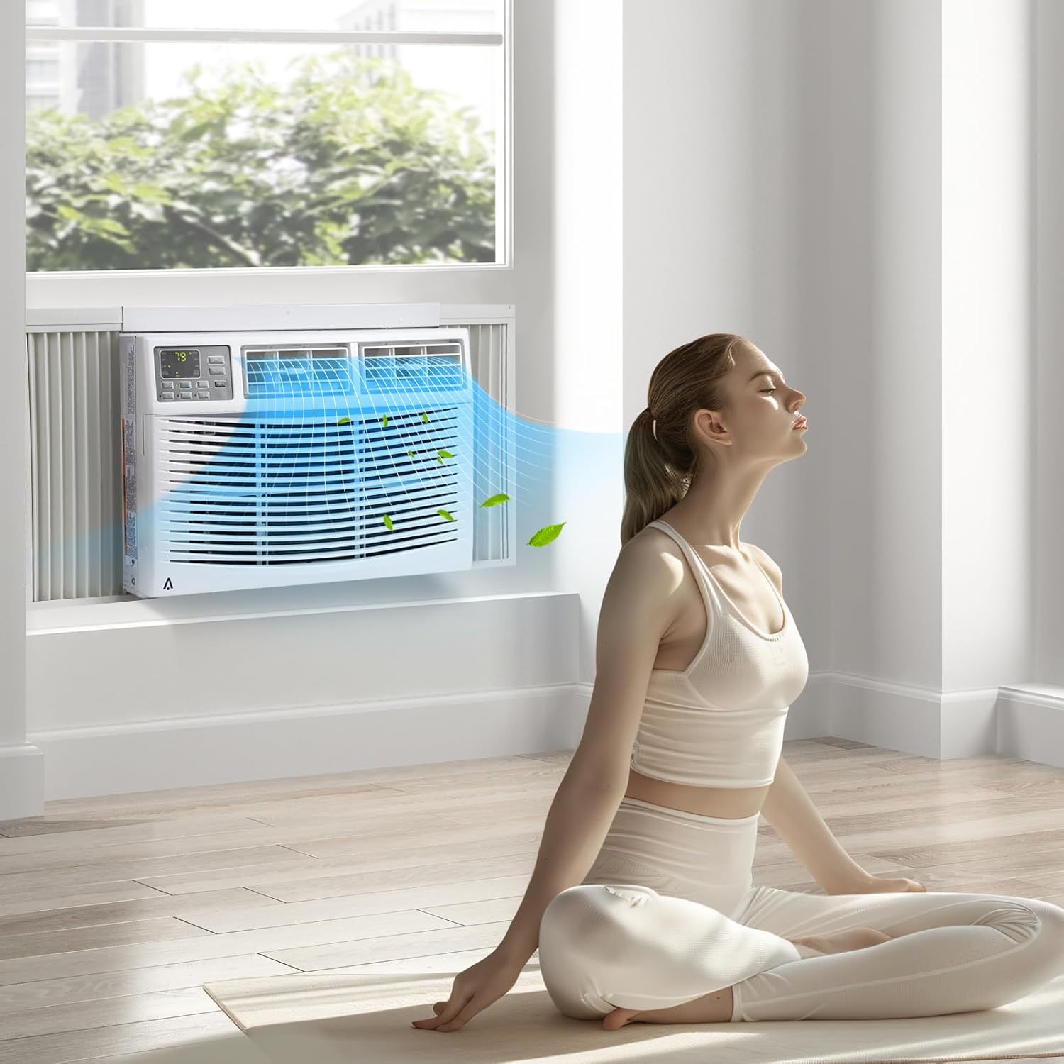 10000BTU Window Air Conditioner, Cools up to 450 Sq. Ft Air Conditioner Window Unit with Wi-Fi Enabled and Remote Control, Ultra Quiet, Energy Efficient Indoor AC Unit with Reusable Filter for Bedroom