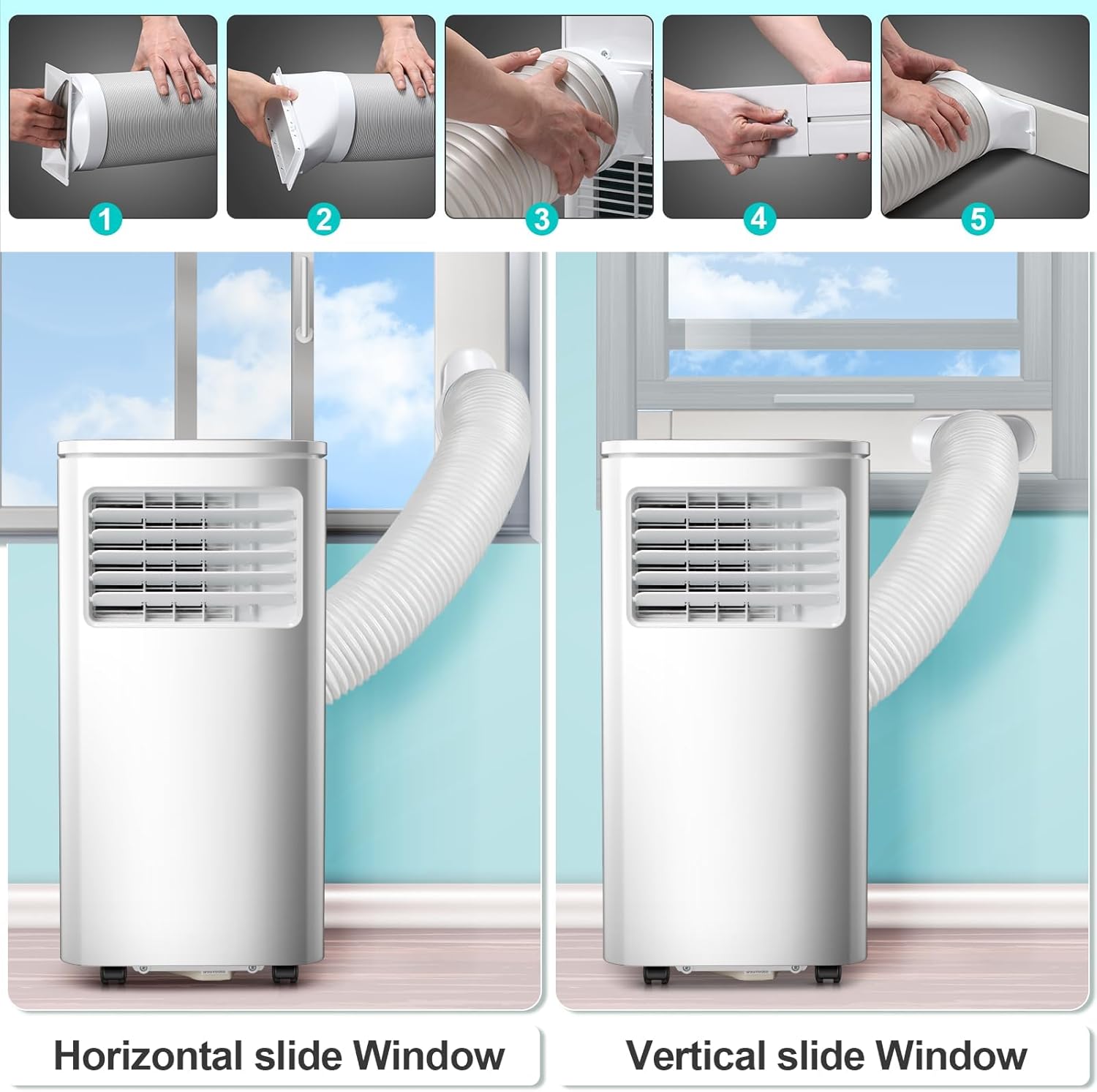 Portable 8000 BTU Air Conditioner, 4 in 1 protable AC, Cools 350sq. ft, Remote Control, 24 Hour Timer, Quiet Operation,Window Fan, 2 Speed for Bedroom Office Home Dorm