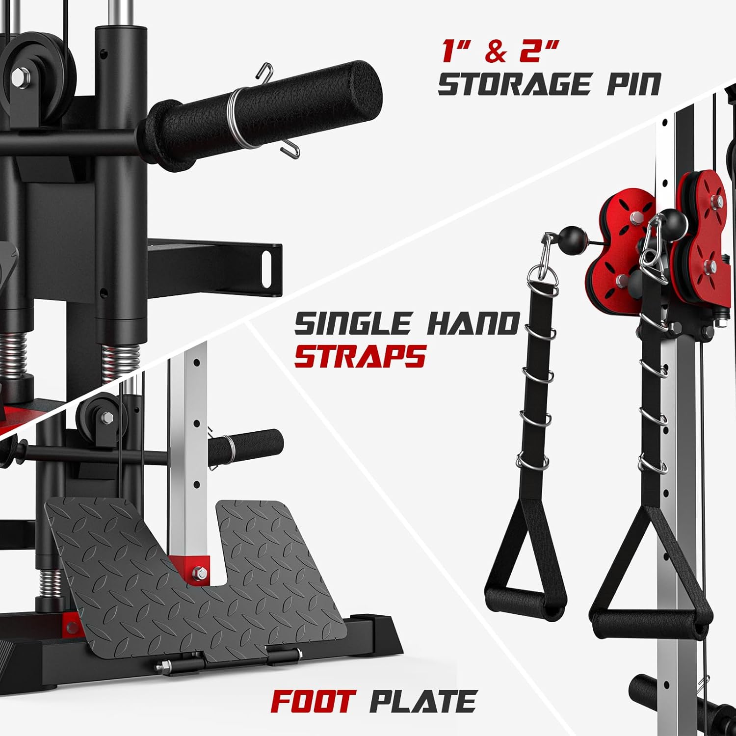 Cable Station Wall Mounted, 18 Height Pulley Tower, LAT Pull-Down Machine with Adjustable Dual Pulley System, High and Low Cable Crossover Machine with LAT Row LAT Tower for Home Gym