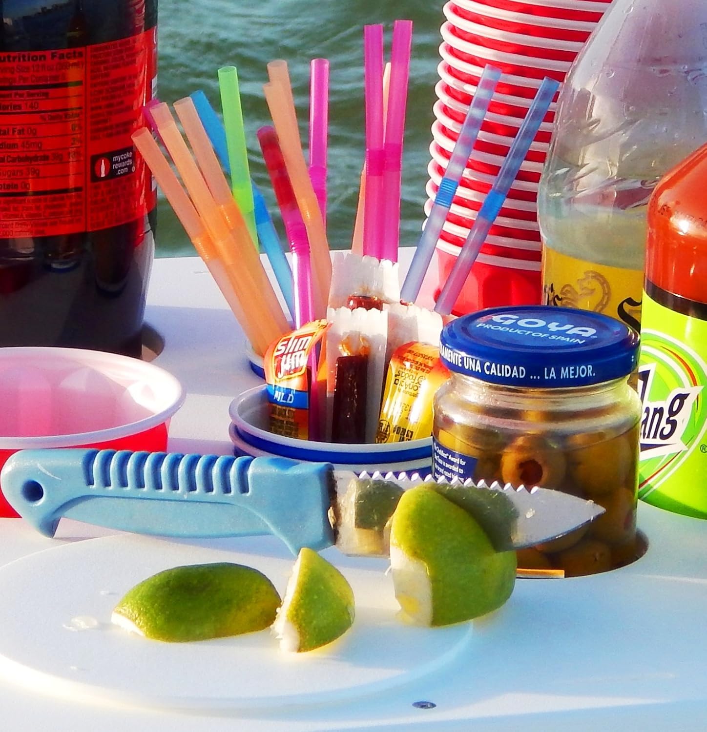 Docktail Bar Boat Caddy Organizer - Portable Bar Table with Rod Holder Mount, Cup Holders, Boat Storage Accessories