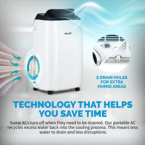 Newair | 12000 BTU Portable Air Conditioner, Modern AC Design with Easy Setup Window Venting Kit, Self-Evaporative System, Quiet Operation, Dehumidifying Mode with Remote and Timer