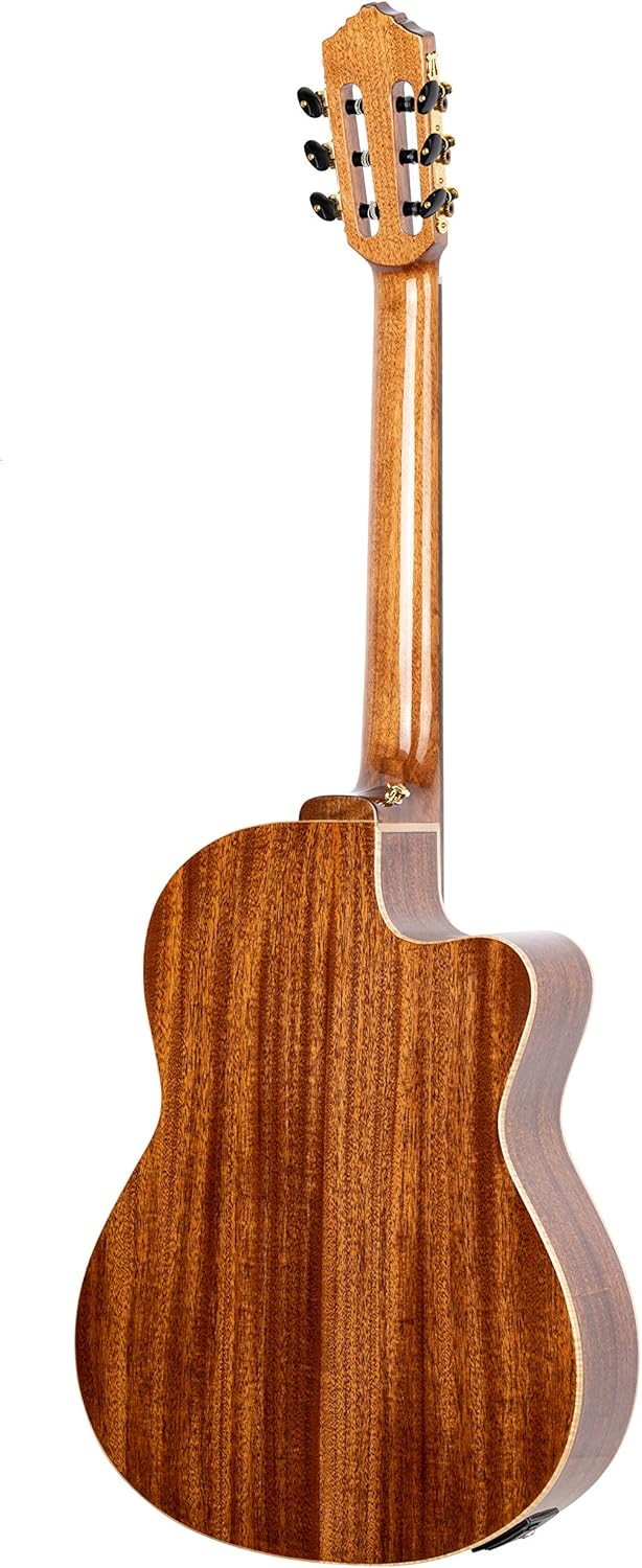 Ortega Guitars 6 String Performer Series Left-Handed Solid Top Thinline Crossover Acoustic-Electric Nylon Classical Guitar w/Bag, (RCE138-T4-L)