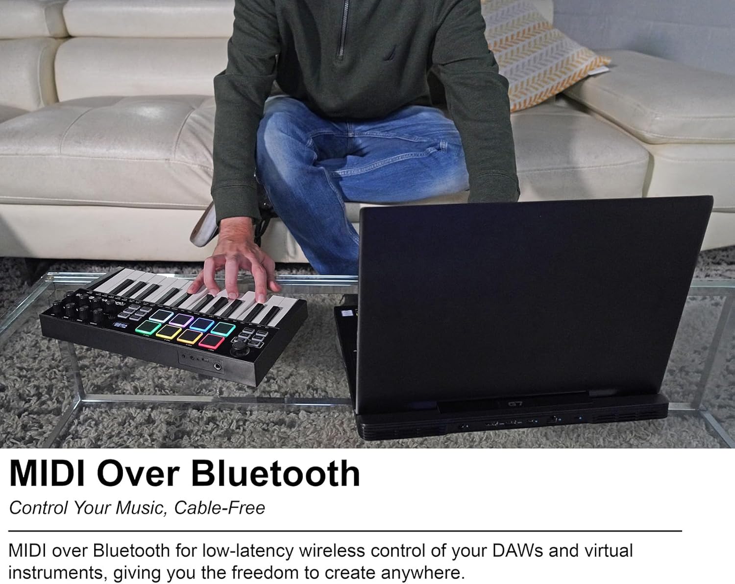 Rockville Bundle: Rockville M25 BLACK 25 Key USB Wireless MIDI Keyboard Controller With Bluetooth Bundle with Rockville MCB16 Gig Bag Case 4 DJ/MIDI/Keyboard Controllers/16 x 10.5 x 3 INCHES (2 items)