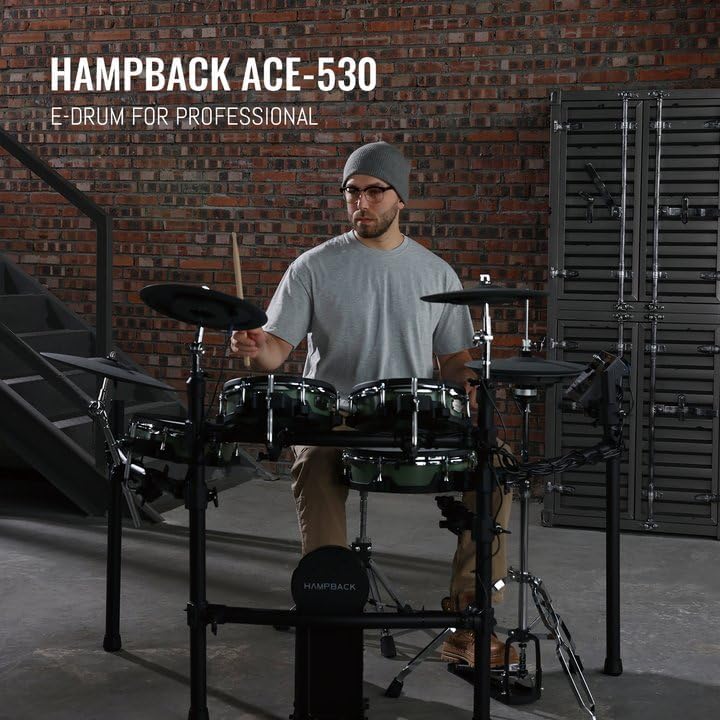ACE-530 Electric Drum Set with Double Layers Mesh Heads, Choke Cymbal, Independent Hi-hat Stand, Restore Authentic Drum Sound & Percussive Feel, Bluetooth Sound Module, Suit for Professional