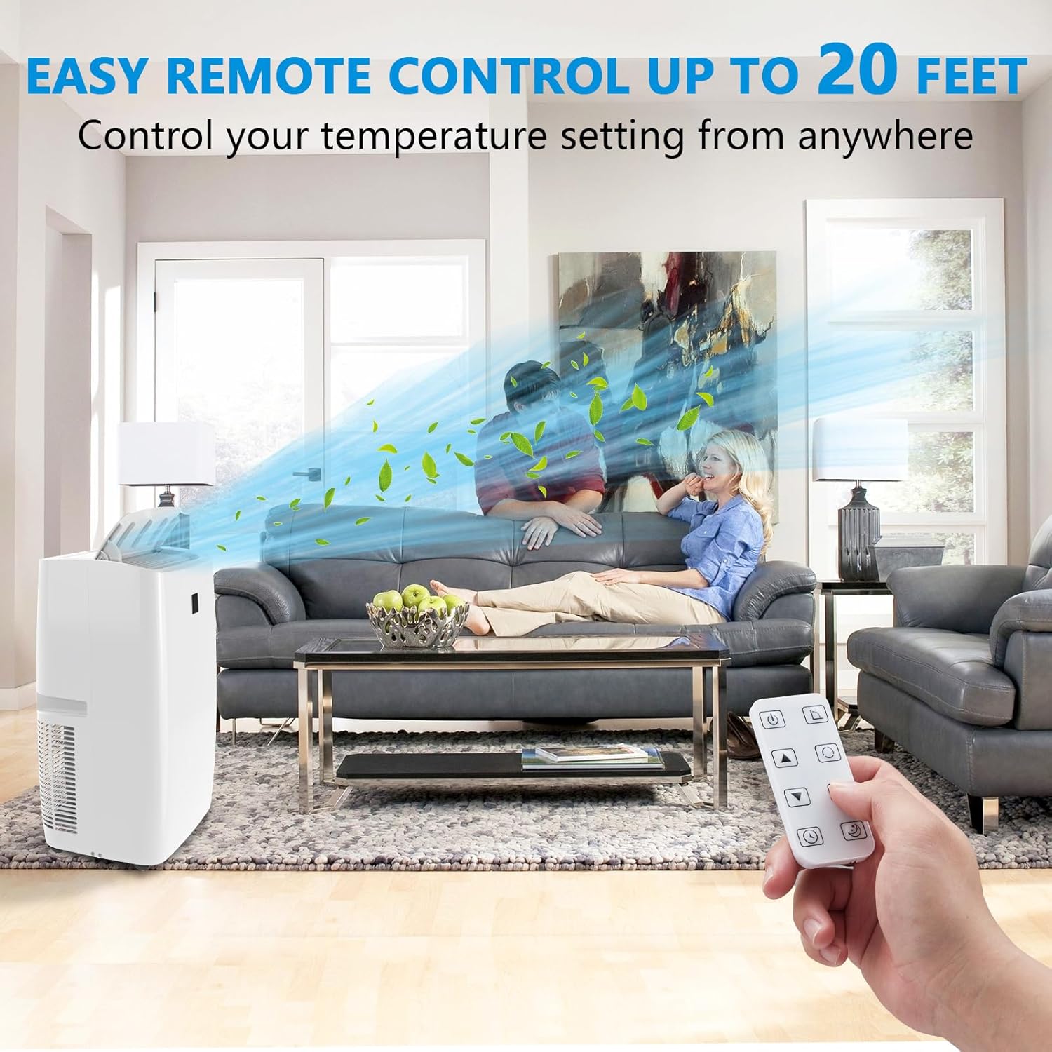 12000 BTU Portable Air Conditioner, 3-In-1 Ac Unit with Fan, Cooling & Dehumidification Modes, Air Conditioners Cool Up to 550 Sq.Ft with 24h Timer & Remote Control