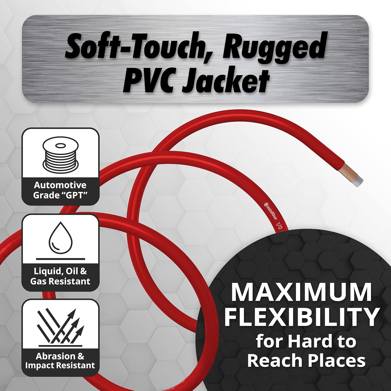 InstallGear 1/0 Gauge Wire (50ft) Copper Clad Aluminum CCA - Primary Automotive Wire, Car Amplifier Power & Ground Cable, Battery Cable, Car Audio Speaker Stereo, RV Trailer Wiring Welding Cable 1/0ga