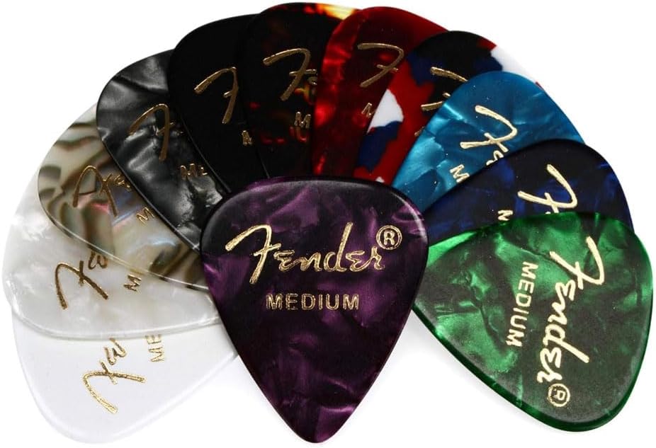 Squier Sonic Stratocaster Electric Guitar 2-Color Sunburst, Maple Fingerboard, White Pickguard Bundle with Fender Logo Guitar Strap Black, Fender 12-Pack Celluloid Picks, and Instrument Cable