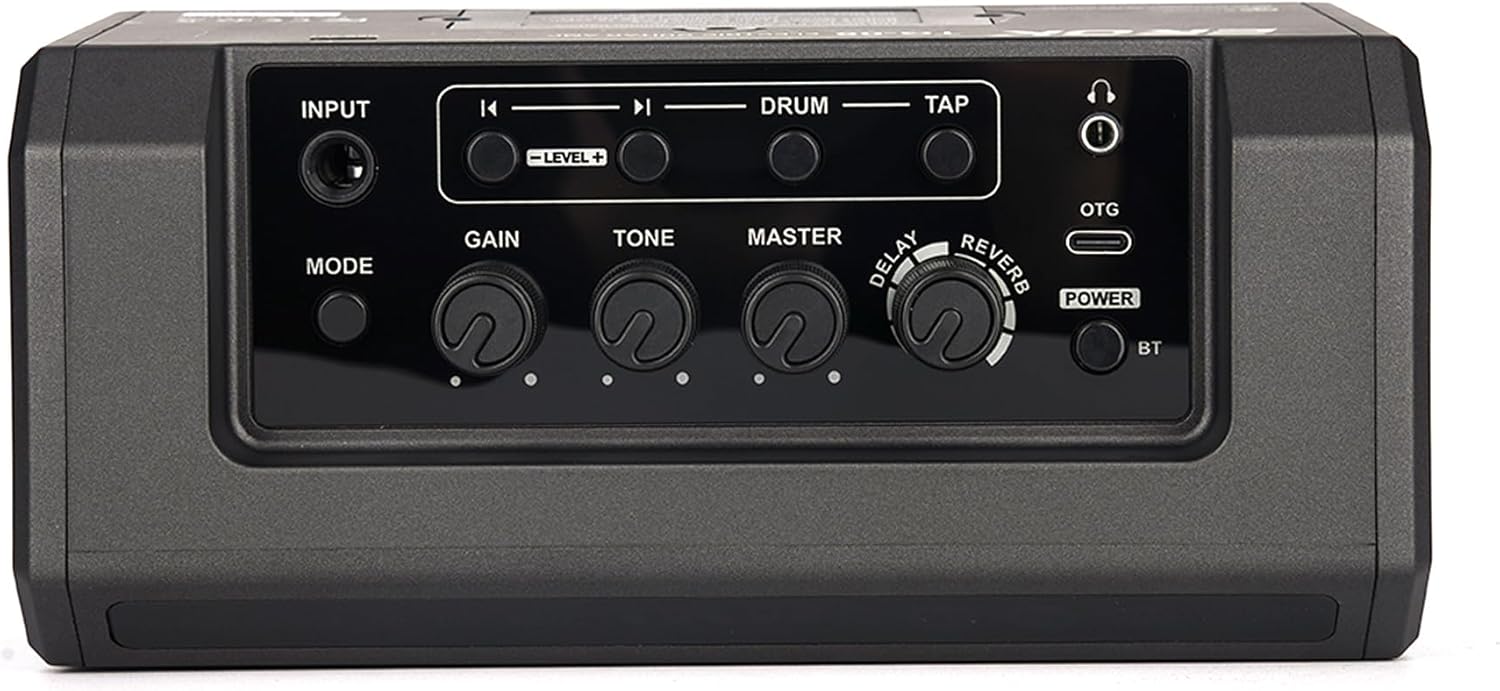 EROK Mini Guitar Amp with BT/OTG - 20 Drum Beats,5 Effects (Clean/Boost/OD/Dist/Metal),Reverb+Delay,Battery Powered Portable Amp for Practice/Travel(TG-08,Black)