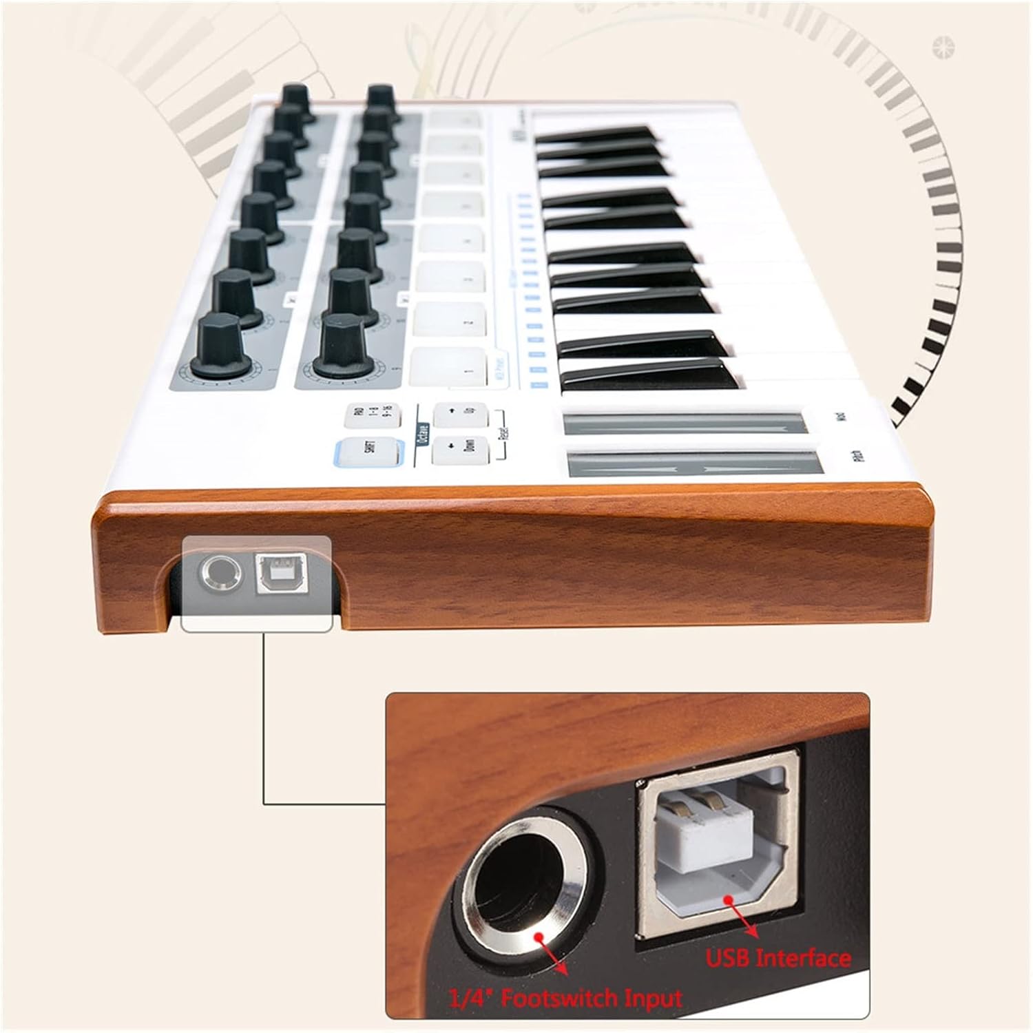 Keyboard Piano Portable Keyboard Controller Mini Professional 25-Key USB MIDI Controller Drum Pad Keyboard Instruments