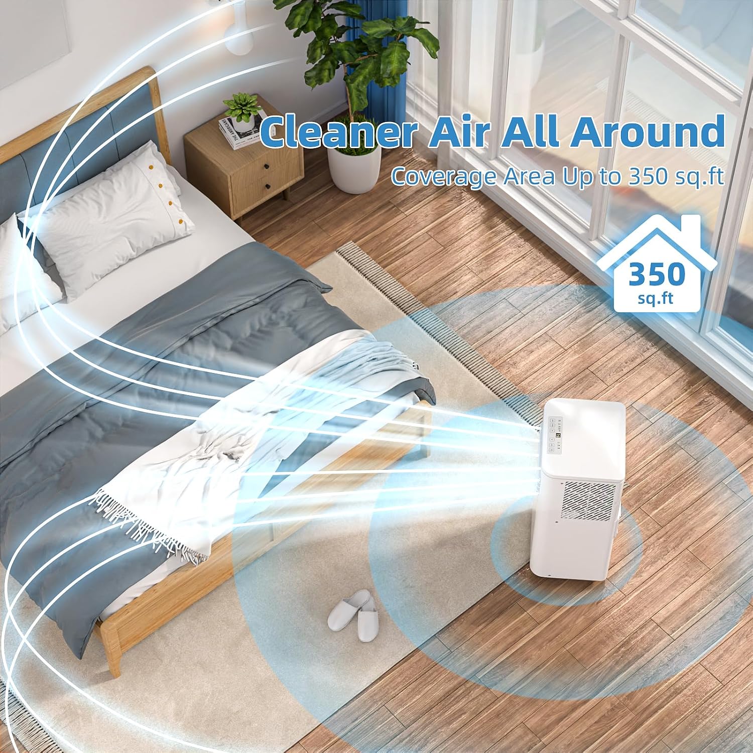 3-in-1 Portable Air Conditioners，8000BTU Portable AC Units Cools 350 Sq.Ft. with 24H Timer Remote Control，Easy Install Kit for Bedroom, Office, Dorm