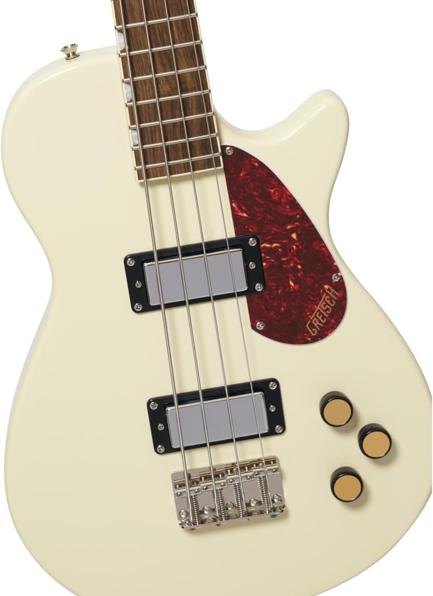 Gretsch Streamliner Jet Club Single-Cut 4-String Right-Handed Bass Guitar with Nato Body and Laurel Fingerboard (Vintage White)
