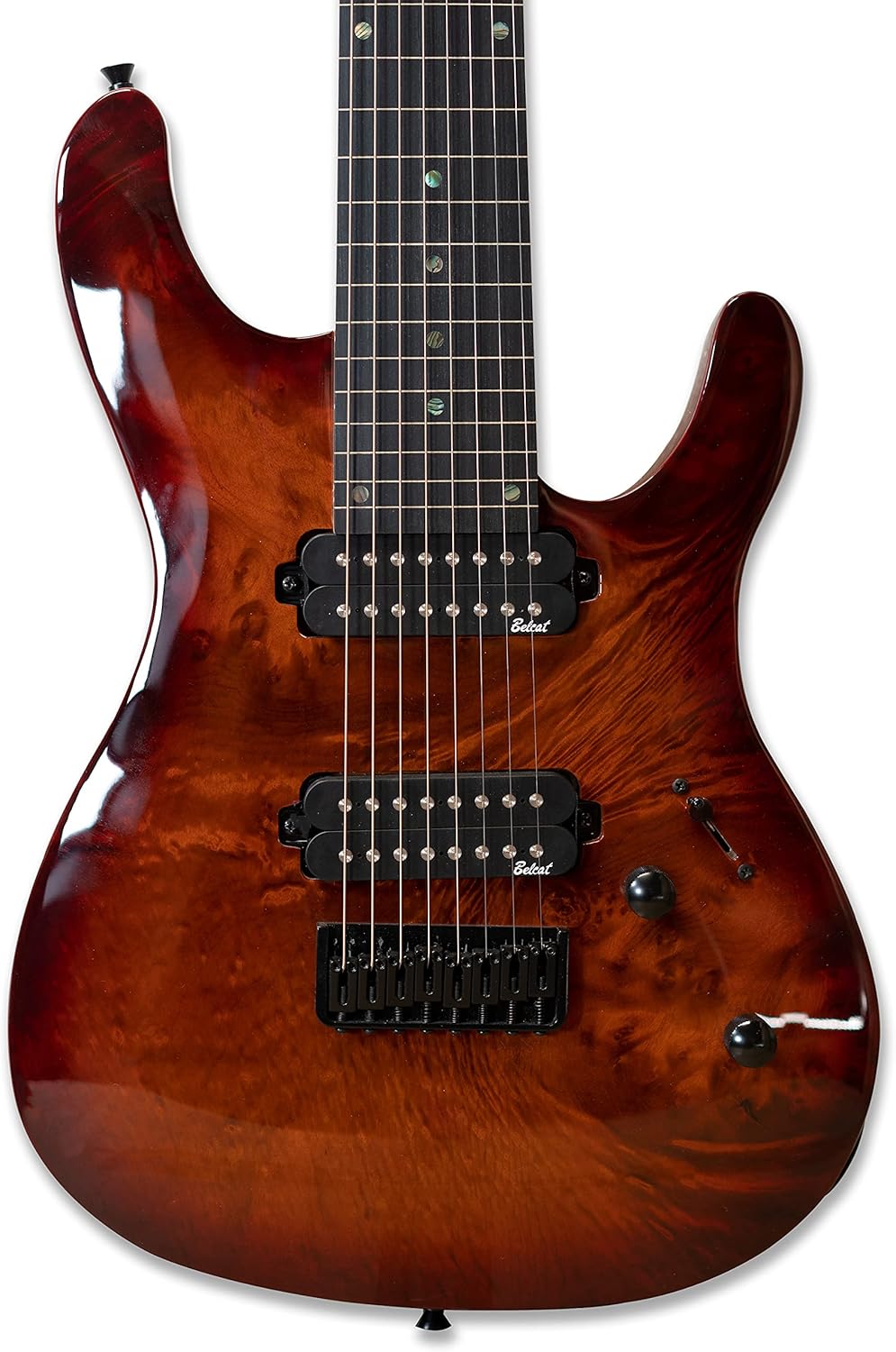 Gstyle Fretless 8 String Electric Guitar Burl poplar veener top okoume Wood Body Bolt On Maple Neck Poplar Wood Body (Fretless) (ES-800)