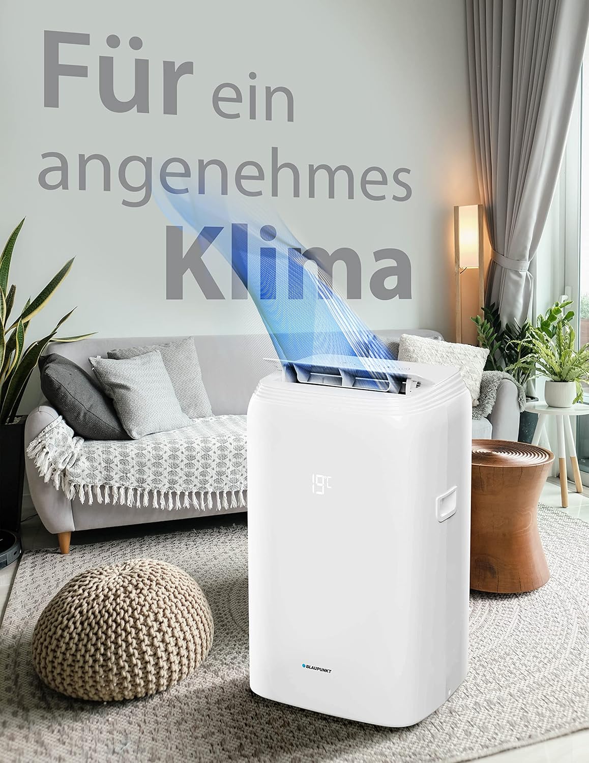 Blaupunkt Moby Blue G 111E (Mod. '21), mobile air conditioner local air conditioner, EU energy class A/A +, white, cold (3.2 kW / 11 kBTU), heating (2.9 kW / 10 kBTU), UV function, dehumidification,