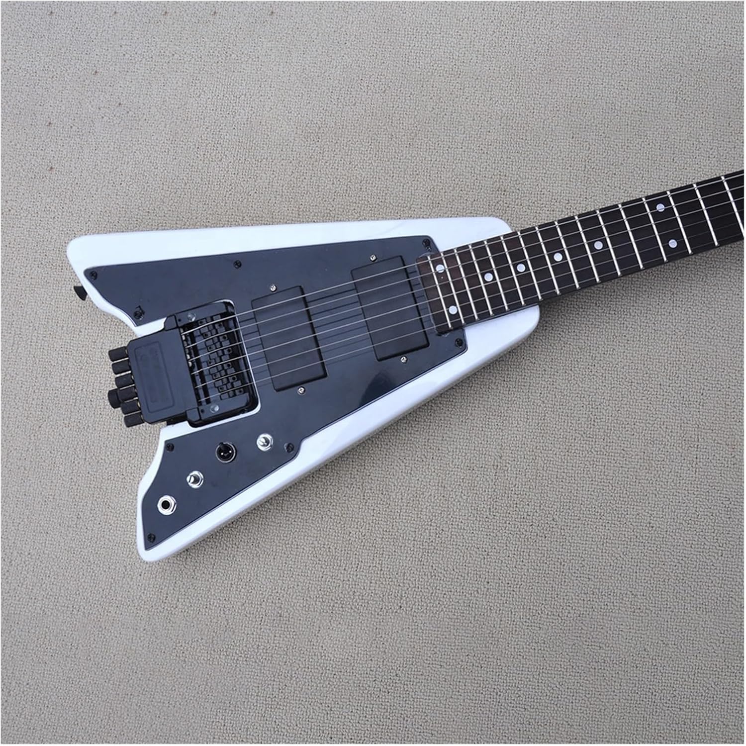 White Headless Electric Guitar with Black Pickguard Rosewood Fretboard 24 Frets Professional Headless Guitar